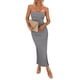thumbnail image 1 of Vestido PRETTYGARDEN Strapless Gris Maxi Ajustado con Abertura Talle M, 1 of 8