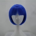 thumbnail image 2 of Short Straight Wig With Curled Bangs Blue For Women, 2 of 5