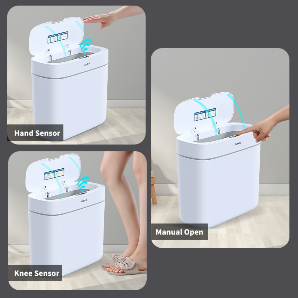 Joybos Bathroom Trash Can with Lid, 3 Gallon Slim Plastic Waste Basket, Motion Sensor Garbage Bin