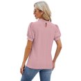 thumbnail image 2 of Baywell Womens Fashion Tops Crewneck Sexy Patchwork Lace Short Sleeve Tee Shirts Casual Knitted Blouses S-2XL, 2 of 7