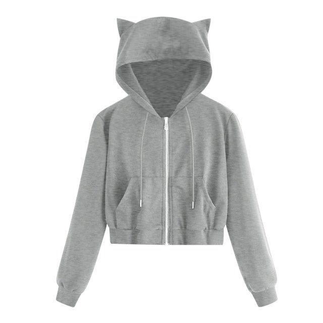 2025 Sweat à Capuche Décontracté pour Femmes Manches Longues Poche Zippée Pulls pour Femmes Chemise Zippée Sweat à Capuche Chat avec Fermeture Éclair Hauts pour Femmes