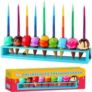 Zion Judaica Hanukkah Children's Ice Cream Menorah Painted in Vibrant Colors Hanukah Candles Kids Menorah Ice Cream in Cones Ideal Kids Chanukah Gift