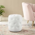 thumbnail image 2 of Tufted Accent Chair Ottoman, Round, Faux Leather, White, Modern Contemporary Urban Design, Living Lounge Room Hotel Lobby Hospitality, 2 of 6