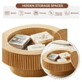 thumbnail image 5 of 31.5" Round Fluted Drum Coffee Table with Hidden Storage, Modern Slatted Accent Table for Living Room & Small Spaces,Natural, 5 of 10