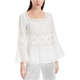thumbnail image 1 of Max Studio London Womens Lace-Trim Peplum Blouse, White, Medium, 1 of 3