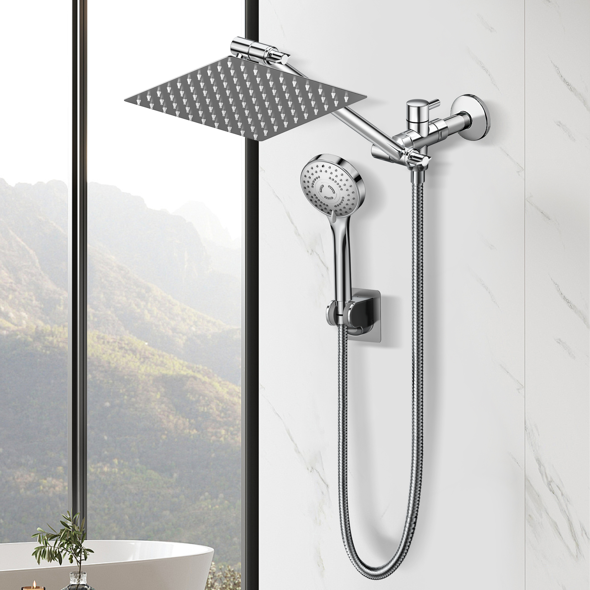 Cshidworld Dual Shower Head Combo with 8-Inch Rainfall Head photo 4