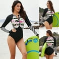 thumbnail image 3 of Ablegrid Women Long Sleeve Floral Printed Zip Front One Piece Swimsuit Surfing Swimwear Bathing Suit - S, One-Piece, Rashguards, 3 of 7