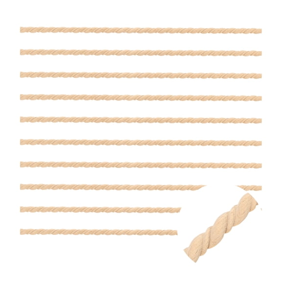 10 Pack 15.75" Decorative Wood Trim, Unfinished 3D Wooden Furniture Molding Trim for DIY Craft, Home Wall Cabinet Shelf Window Door (Twisted-Shaped, 11mm)