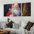 thumbnail image 2 of Nawypu  Santa Portrait Canvas Wall Art Print, Susan Comish Holiday Painting, Santa Claus with Bells and Christmas Tree Artwork,12''x16''X3 Panels, 2 of 4