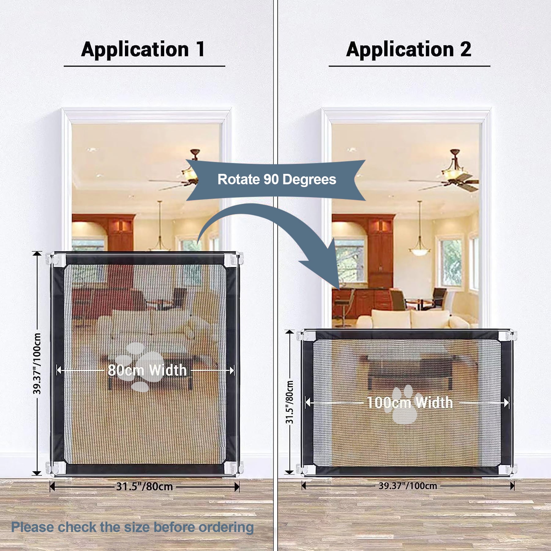 Dog Gate-Gate For Stairs31.5 Inches High/39.37 Inches Wide, Dog Gate For Stairs For Doorways, Stairs, Hallways, Indoor/Outdoor