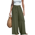 thumbnail image 2 of PEXLYCLU Palazzo Pants for Women, Palazzo Pants for Women Dressy, Wide Leg Pants for Women High Waisted Palazzo Pants Work Casual Flowy Tie Knot Trousers With Pockets, Army Green L, 2 of 4