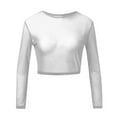thumbnail image 4 of STETMN Women's Crop Yoga Tops Sexy Sheer See Through Shirt Tight Round Neck Workout T-Shirt, 4 of 5