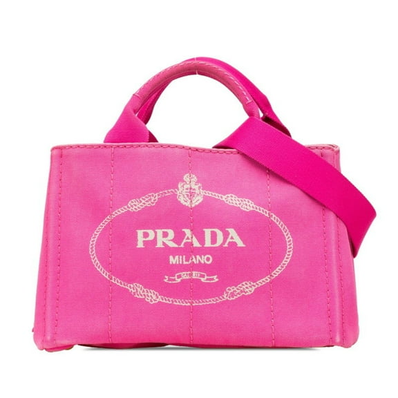 Pre-Owned Prada Triangle Logo Plate Mini Canapa Handbag/Shoulder Bag, 2-Way, B2439G, Pink...