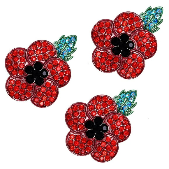 5 Pcs Badges Coquelicot Épingle Broche Cristal Badge en Émail 2020 Branche de Coquelicot Rouge