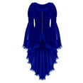 thumbnail image 5 of BYHONG Women Vintage Long-sleeved Waist Back Bandage Lace Stitching Jacket OverCoat Blue 18, 5 of 5