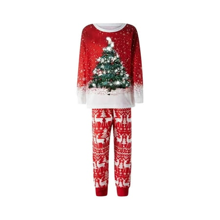 

JUNBYONE Family Outfits Matching Sets Party Pajamas Family Xmas Raglan Shirt Holiday Loungewear