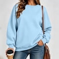 thumbnail image 2 of Women's Fashion Oversized Plain Sweatshirt Soft Fleece Lined Crew Neck Long Sleeve Loose Pullover Casual Fall Winter Daily Outfits Sky Blue, 2 of 8