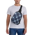 thumbnail image 6 of Chest Bag Dual Pocket 11.8×7.7×2.4in Waterproof Double-Pocket Large Capacity With No Inner Pouch Pockets And Double Drawstrings Argyle Plaid Deepskyblue_4, 6 of 8