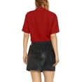 thumbnail image 5 of HAPPY BAY Women's Casual Blouses Shirt Solid Blouse Short Sleeve Button Down Dress Tee Shirts Hawaiian Tops for Women XL plus-size Solid, Red, 5 of 5
