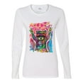 thumbnail image 3 of Dean Russo Cosmic Trash Panda Animal Lover Womens Graphic Long Sleeve T-Shirt, White, Medium, 3 of 6