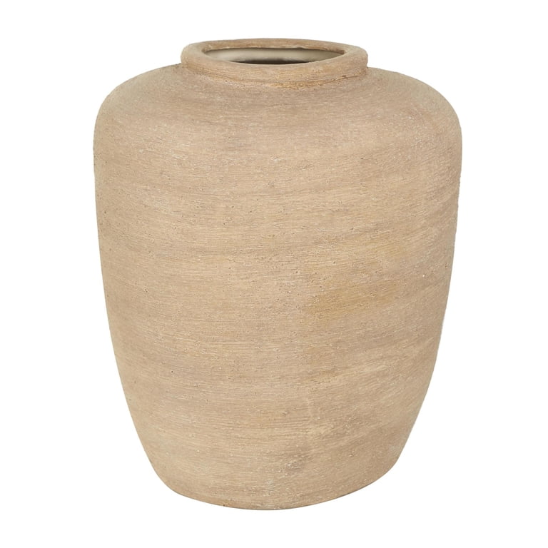 Novogratz 16 Wide Textured Beige Ceramic Vase