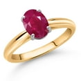 thumbnail image 2 of Gem Stone King 10K Yellow and White Gold Red Ruby Solitaire Engagement Ring for Women (1.60 Cttw, Oval 8X6MM, Gemstone July Birthstone, Available in Size 5, 6, 7, 8, 9), 2 of 4
