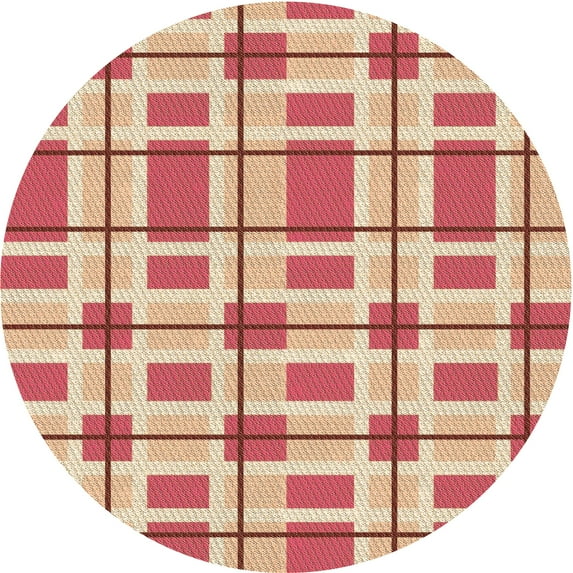 Ahgly Company Indoor Round Patterned Grapefruit Red Area Rugs, 6' Round