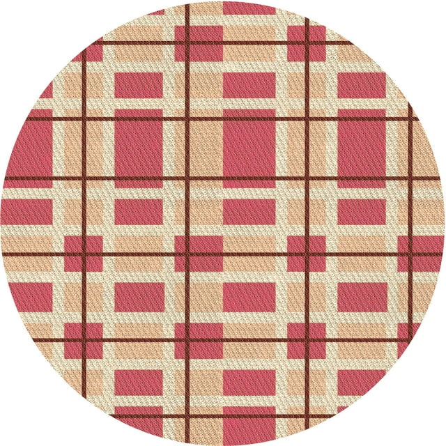 Ahgly Company Tapis Rond Lavable en Machine Intérieur Rouge Pamplemousse Transitionnel, 5 Pieds Rond