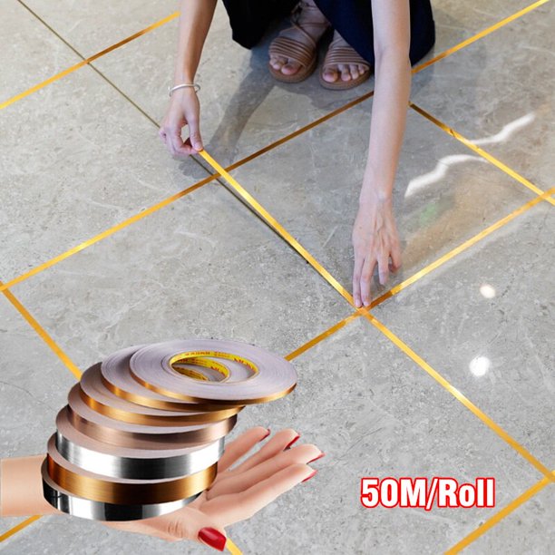 Bande Adhésive Imperméable pour Carreaux de Sol, Autocollant de Couture, Bancs Muraux, Ruban de miles, Couture, Feuille de Cuivre, 0.5/1x5000cmSliverS-5mm-50M He Qiyong unisex