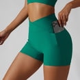 thumbnail image 3 of 2 pantalones cortos ajustados de cintura alta para mujer, pantalones cortos de yoga con cintura cruzada para levantar la cadera, pantalones de fitness para correr y andar en bicicleta con, 3 of 6