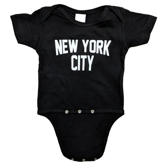 New York City Baby Bodysuit Screen Printed Soft Cotton Snapsuit Black, 18m