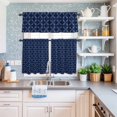 thumbnail image 6 of Kitchen Window Curtains Valance and Tier Set, Navy Blue Plaid Diamond Rod Pocket Tier Curtain Valance Set, Minimalist Style Light Filtering Cafe Curtains for Bedroom Living Room, 6 of 9