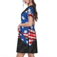 thumbnail image 2 of Gukieu Shark With USA Flag Print Women's Short Sleeve Dress, Elastic Waistband A-line with Pockets Summer Dress, Suitable for Daily Leisure, Work, Vacation, 2 of 6