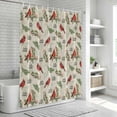 thumbnail image 5 of Cardinal Bird Shower Curtain, Waterproof Shower Curtains for Bathroom, Holly Branches Berry Winter Beige Washable Fabric Bathtub Curtain Set Bath Decor with 12 Hooks Long 72"x84", 5 of 6