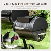 Alpha Joy Heavy Duty BBQ Charcoal Grill with Offset Smoker Overlarge 941 sq.in. Cooking Area