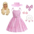 thumbnail image 2 of Disfraz de Barbi de película para niñas, vestido rosa a cuadros, ropa de fiesta para Halloween, Carnaval, 3 a 10 años, 2023, 2 of 4