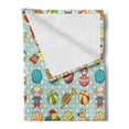 thumbnail image 2 of Cartoon Soft Flannel Fleece Blanket, Vintage Old Childrens Toys Pattern on Polka Dotted Background Playful Nursery Theme, Cozy Plush for Indoor and Outdoor Use, 60" x 80", Multicolor, by Ambesonne, 2 of 5