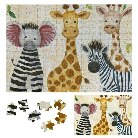 Patifu Impossible Wooden Puzzles Giraffe Zebra Elephant Eco-Friendly Wood Jigsaw Puzzle Gift for Family Friends 300 PCS