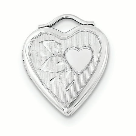 Sterling Silver 20mm Diamond Cut Textured & Polished Heart Locket