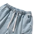 thumbnail image 6 of Zedker Mens Loose Denim Cargo Shorts Baggy Casual Wide Leg Mid Jean Zipper Shorts with Pockets Streetwear Light Blue S, 6 of 9