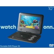 onn 10-Inch Black 480p Portable DVD Player Kit with Screen Swivel and Built-in Speakers