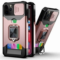 Dteck for iPhone 11 Pro Max Case with Camera Cover & Kickstand, Slide Lens Protection   360° Rotate Ring Stand, Impact-Resistant, Shockproof, Protective Bumper, Rosegold
