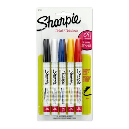 Sharpie Oil-Based Paint Marker - Fine Point - Fine Marker Point - Assorted Oil Based Ink - 5 / Pack | Bundle of 5