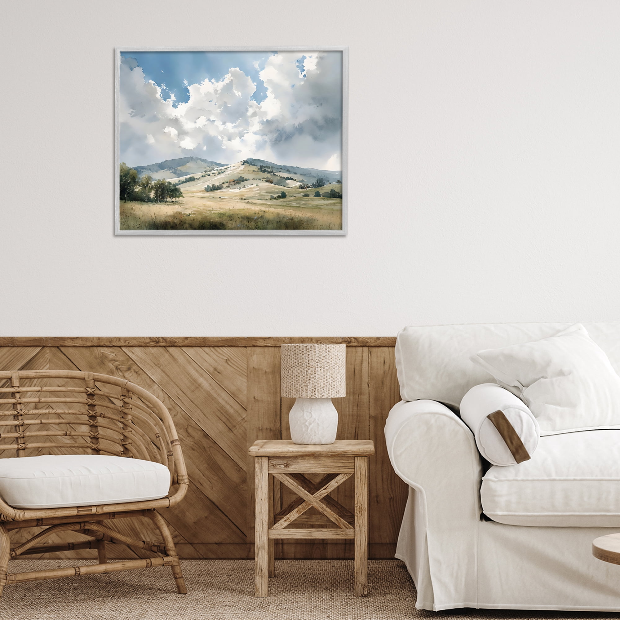 Stupell Industries Tranquil Hills Meadow Gray Framed Giclee Art, design by Franklyn Gregory