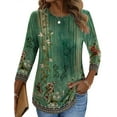 thumbnail image 2 of Zeagoo Women Blouses 3/4 Length Sleeve Loose Shirts Cute Spring Summer Blouses Pleated Plus Size Floral Tunics Crewneck Clothes, 2 of 8