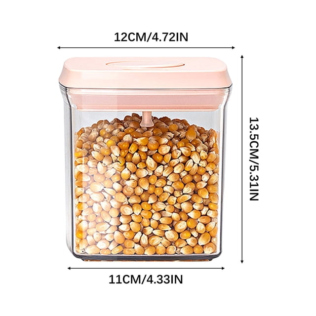 Plastic Storage Jars With Airtight Lids 4-Sided Locking Lid Rectangular Dry Food Container For Nuts Candy Barley Rice Pasta Cereal Coffee