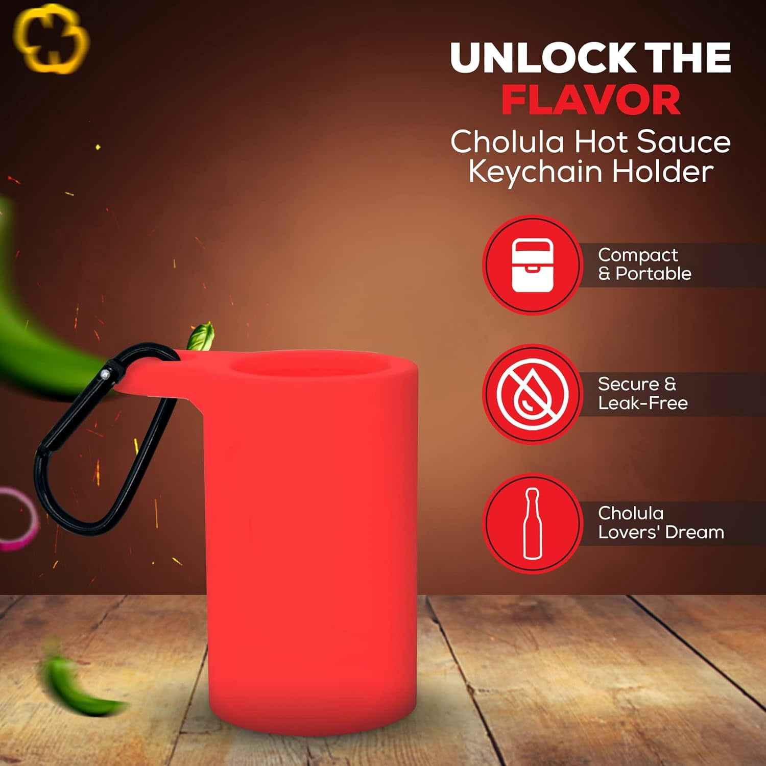 Cholula Hot Sauce - Hot Sauce Keychain - To Go Hot Sauce Key chain - Mini Cholula Sauce 0.75 oz Travel Hot Sauce (0.75 oz, 3)