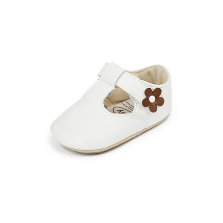 

Wazshop Baby Flats Magic Tape Loafers Soft Sole Walking Shoe Cute Princess Loafer Flat Little Kids Crib Shoes Round Toe Non-slip White 5C