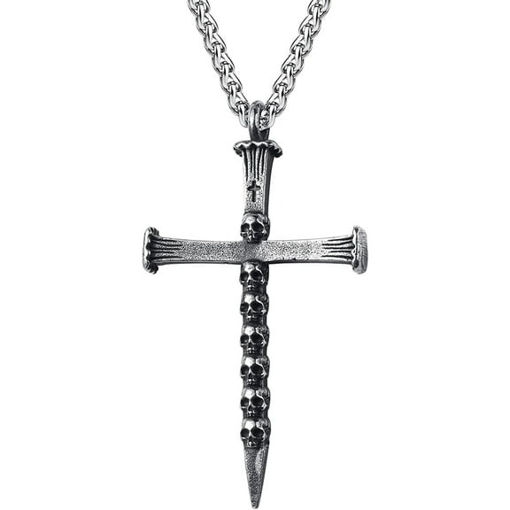 ZMY Home Stainless Steel Party Jewelry Edgy Skull Cross Pendant Necklace for Men