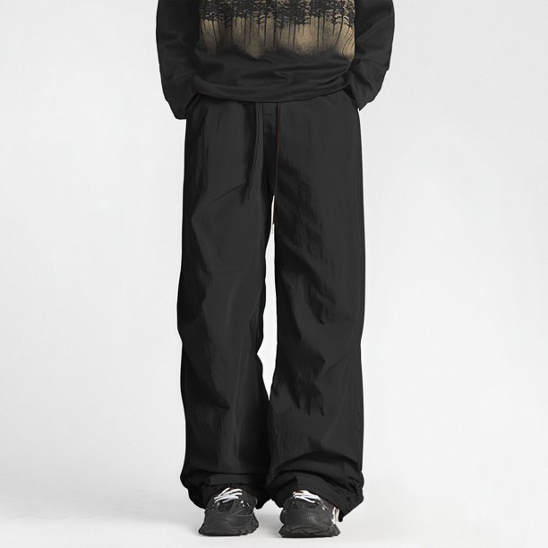 Pantalones largos para hombre, con protección solar, color liso, cintura elástica y cordón ajustable.